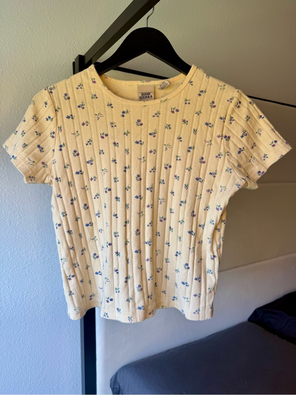 Vintage 90s Ditsy Floral Ribbed Top XL Fairycore